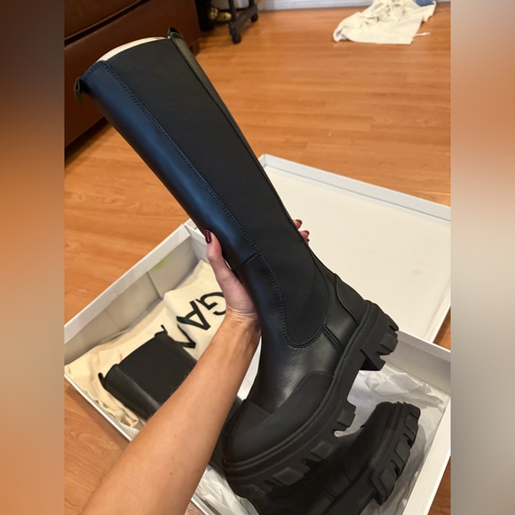 Ganni Black Cleated Tall Chelsea Boots - Picture 6 of 14